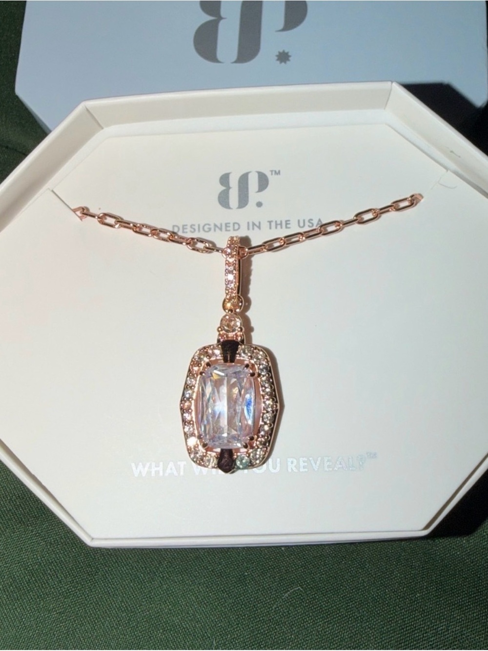 Bomb Party Necklace-Anything But Subtle Diamond CZ on Rose Gold